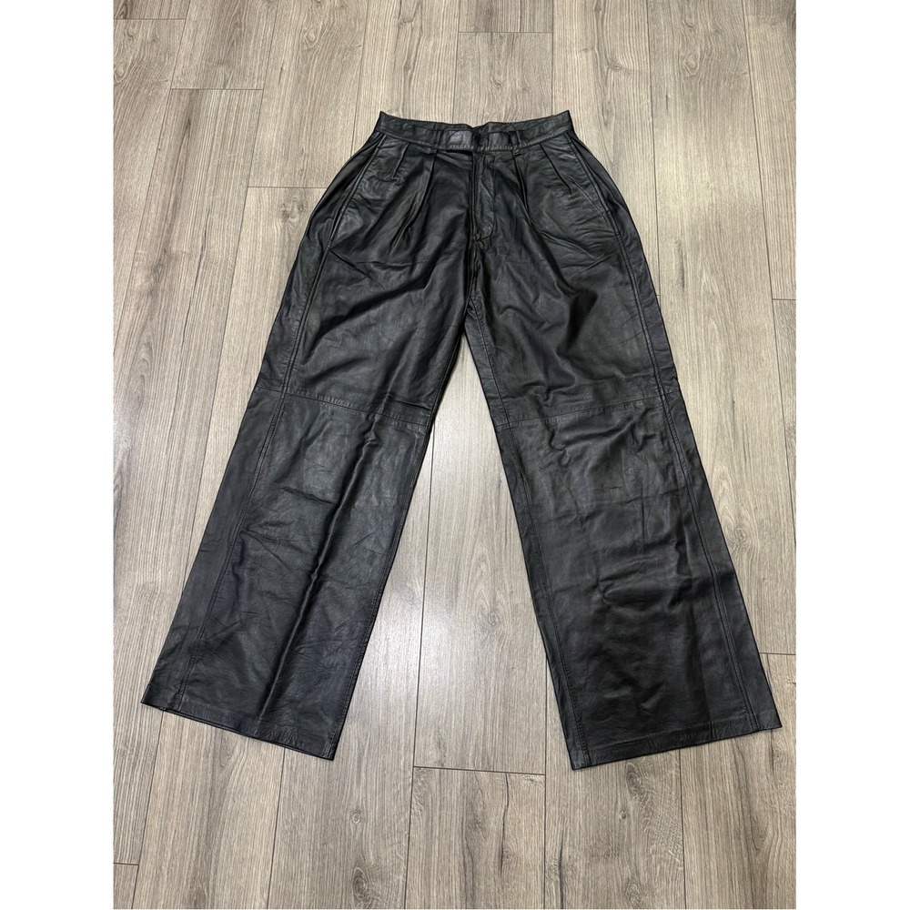 NWT R13 Pleated Wide Leg Leather Pants SZ 26 MSRP $1195‎